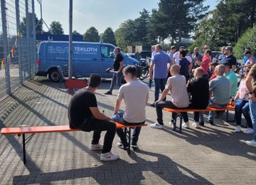Fahrradrallye - Station im Tekloth-Solar-Stadion